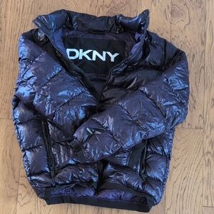 DKNY Shiny Purple Puffer Coat
